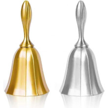 Hand Bell, 2PCS Call Bell Wedding Bell Dinner Bell Golden and Pewter Classroom Bell