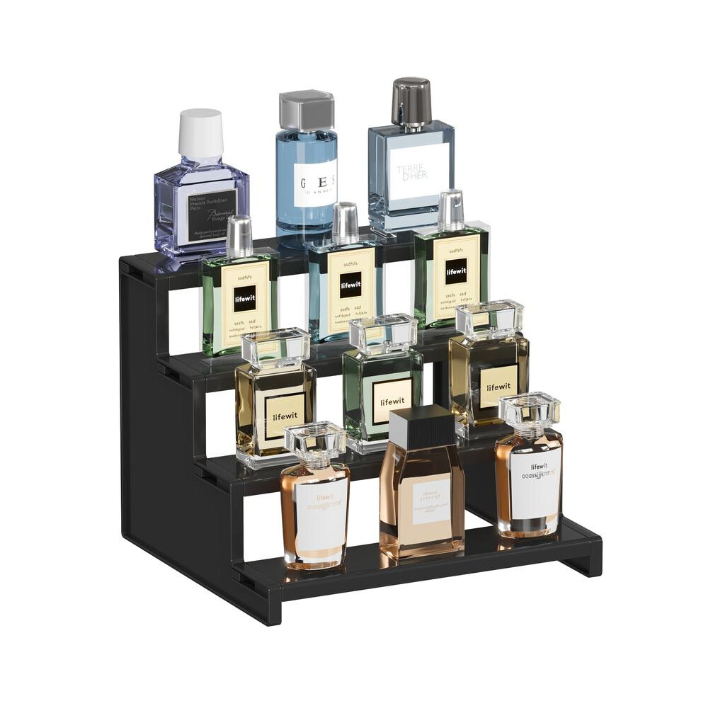 Black (-22.8Cm, 3 Pack) Lifewit 4 Tier Clear/ Display Risers Stand For Perfume, Cupcake, Dessert, Figure, Makeup, Desktop, Dresser And Vanity Disp