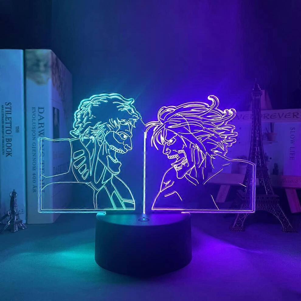 (As show, One size) 16 Color LED Anime Attack-on-Titan Titan Illusion Lamp for Teen Girls Boys Room Decor