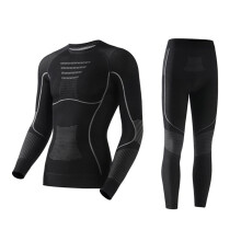 (Black, S) Women's Thermal Base Layer Set | Merino Wool Blend Warm Anti-Odour & Quick-Dry for Sports, Running, Ski & Hiking