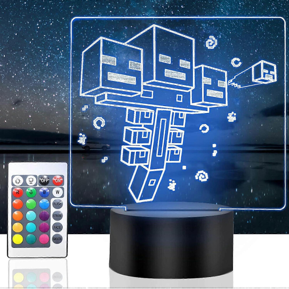 Kikidex (As Show, One Size) 3D Night For Kids, 16 Color Illusion Table Lamp With Remote Control, Usb Rechargeable Bedside Desk For Children Birthd Light