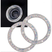 Push to Start Button Ring Emblem Sticker 2Pcs Diamond Car Ring Stickers Rhinestone Car Accessories Interior for Women