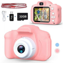 Shockproof Selfie Kids Camera, Toddler Best Birthday Gifts Dual Camera for Kids Age 3-10, Hd Digital Video with 32gb Sd Card