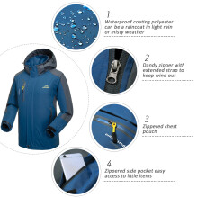 Men's Waterproof Windproof Cycling Hiking Raincoat with Detachable Hood - S-2XL, Black Blue Green Red