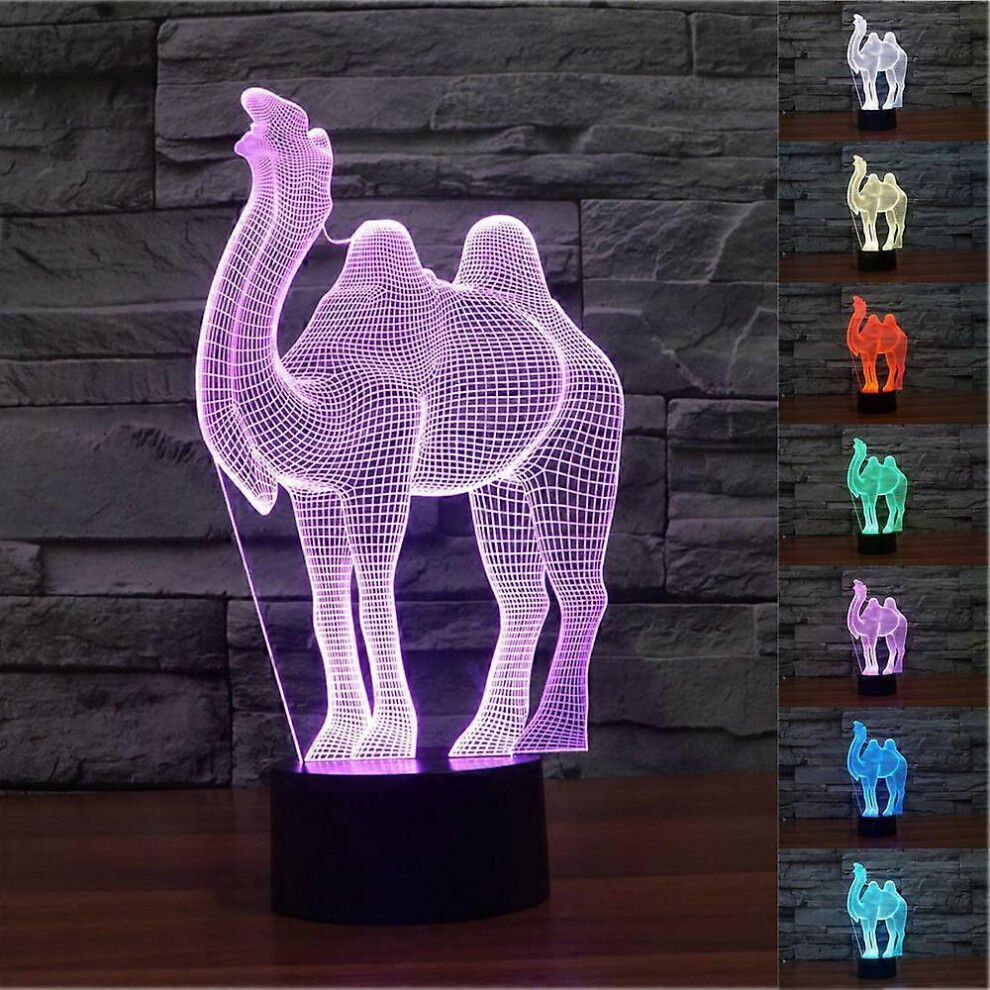 Kikidex (As Show, One Size) Novelty Camel 3D Night Led Usb 7 Color Change Led Table Lamp Xmas Toy Gift Light
