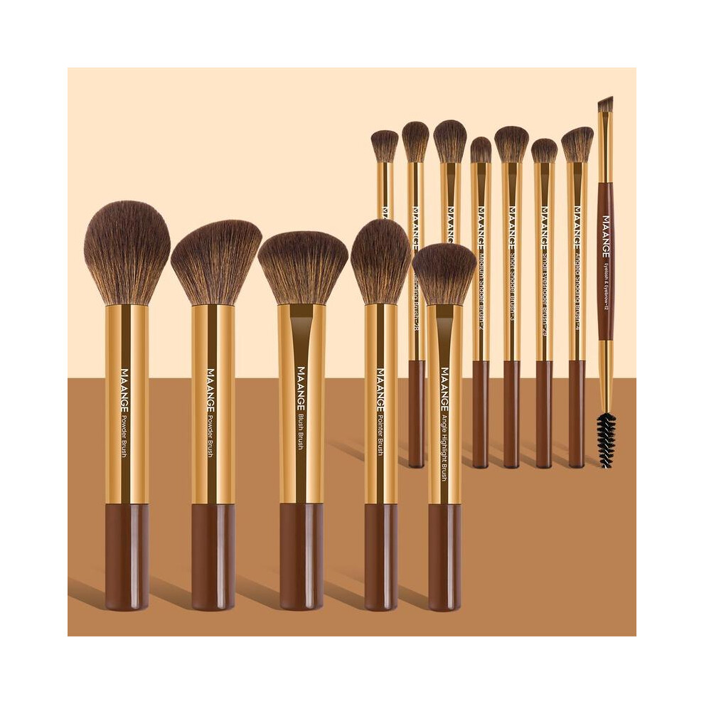 (Coffee Gold, one-size) Makeup Brush Set, 13pcs/set Professional Cosmetic Brushes Kits, Travel Soft Multifunctional Makeup Brushes Set, Detail Makeup