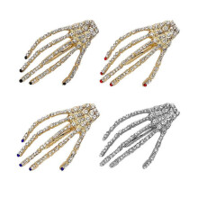 Rhinestone Skeleton Hand Hair Clip Halloween Women Girls Skull Hairpin Zombie Punk Rock Horror Bone Hair Barrette Claw
