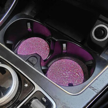 2 PCs Universal Bling Car Coasters PVC Travel Auto Cup Holder Insert Coaster Anti Slip Crystal Vehicle Interior