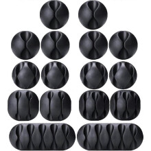 Cable Clips,16 Pack Black Adhesive Cord Holders, Ideal Cable Cords Management for Organizing Cable Wires-Home, Office