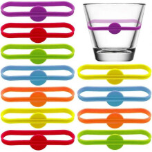 Silicone Drinks Markers 12 piececs Beer Glass Cup Markers Colorful Reusable Beer Glass Cup Tag Markers