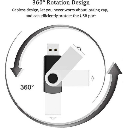 2 Pack 16GB USB Flash Drive USB 2.0 Thumb Drives  Fold Storage Memory Stick Swivel Design - Black 2