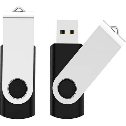 2 Pack 16GB USB Flash Drive USB 2.0 Thumb Drives  Fold Storage Memory Stick Swivel Design - Black