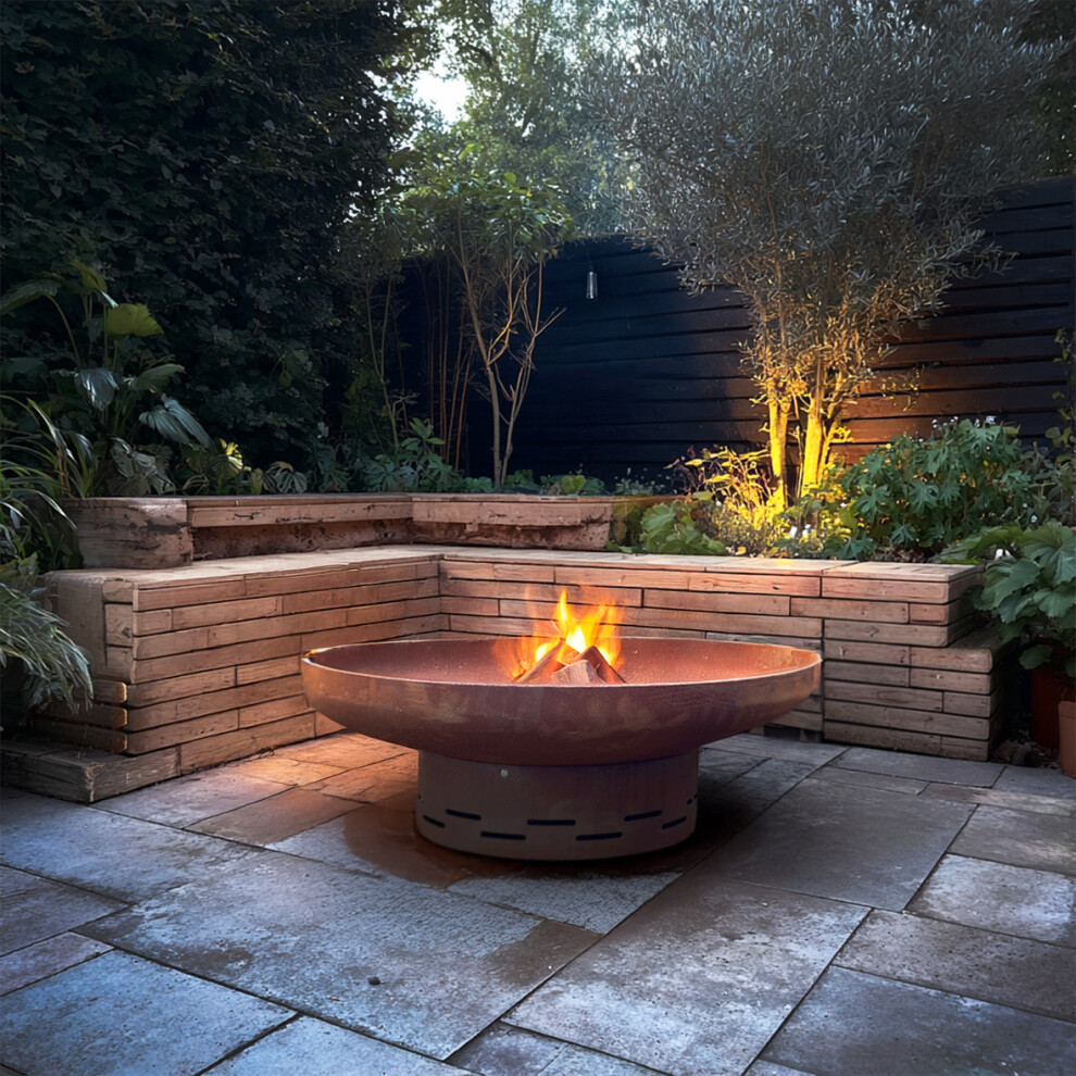 Nicoman Heavy-Duty Pre-Rusted Metal Corten Steel Round Firepit