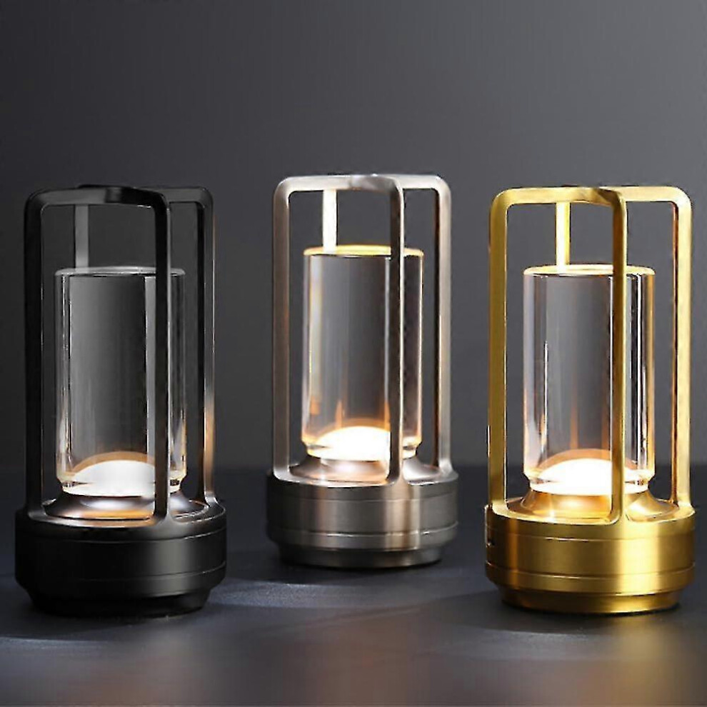 (Silver) Crystal Lantern Lamp, Rechargeable Crystal Table Lamp, Crystal Touch Lamp, Portable Led Desk Lamp, Cordless Table Lamp Silver