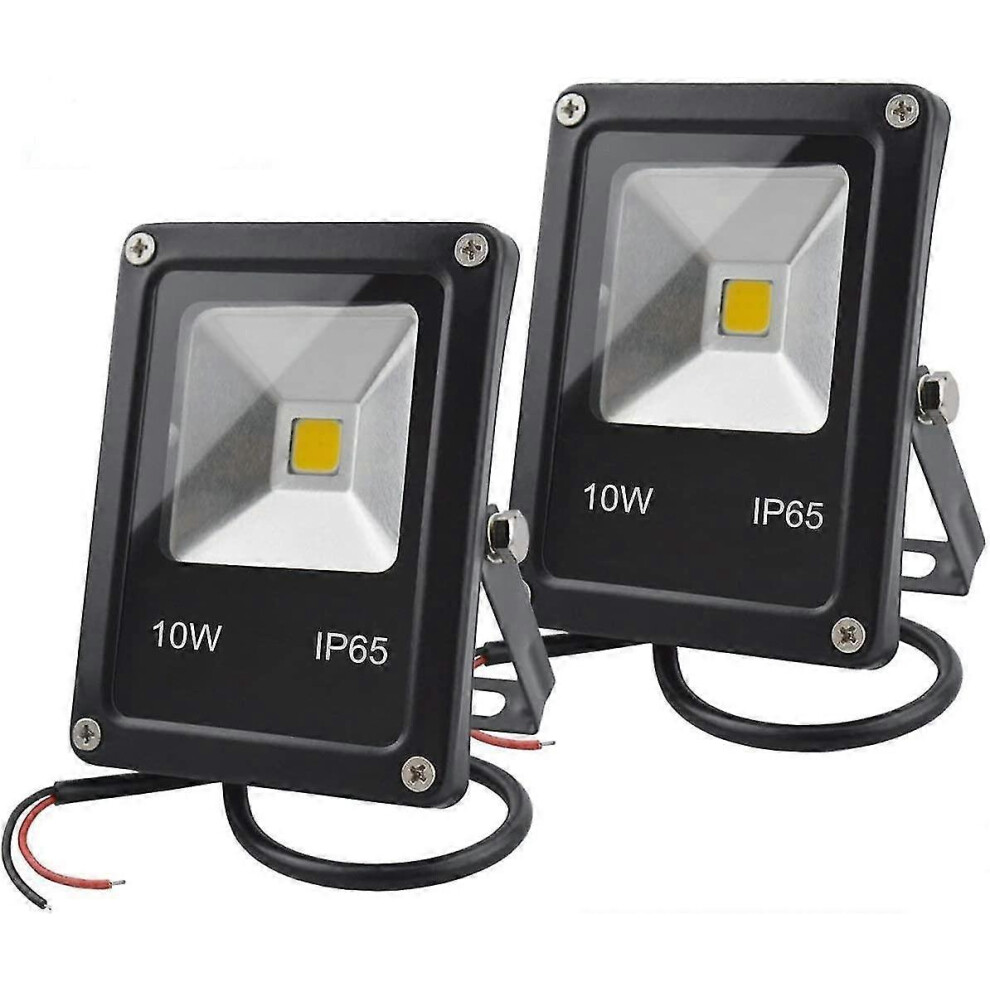 2 Pack 12V DC LED Floodlight, 10W Mini Outdoor Floodlight IP65 Waterproof, 900lm, 3000K Warm White, 80W Halogen Bulb Equivalent, No Plug [Energy-image-OPC-PKKWRQD-NEW
