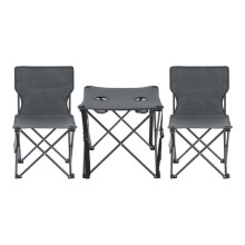 Set da tavolo e 2 sedie da campeggio - HELLOSHOP26 - Grigio - Pieghevoli - Resistenti all'acqua - Pratiche