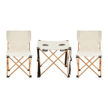 Set da tavolo e 2 sedie da campeggio - HELLOSHOP26 - Pieghevoli - Resistente all'acqua - Beige - 3 pezzi