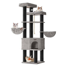 Kattenboom - HELLOSHOP26 - Speeltoren - 5 niveaus - 186,7 cm - Grijs tortelduif en zwart