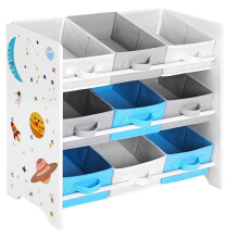 Scaffale di stoccaggio per bambini per giocattoli e libri con 9 scatole removibili in tessuto non tessuto per la camera da letto