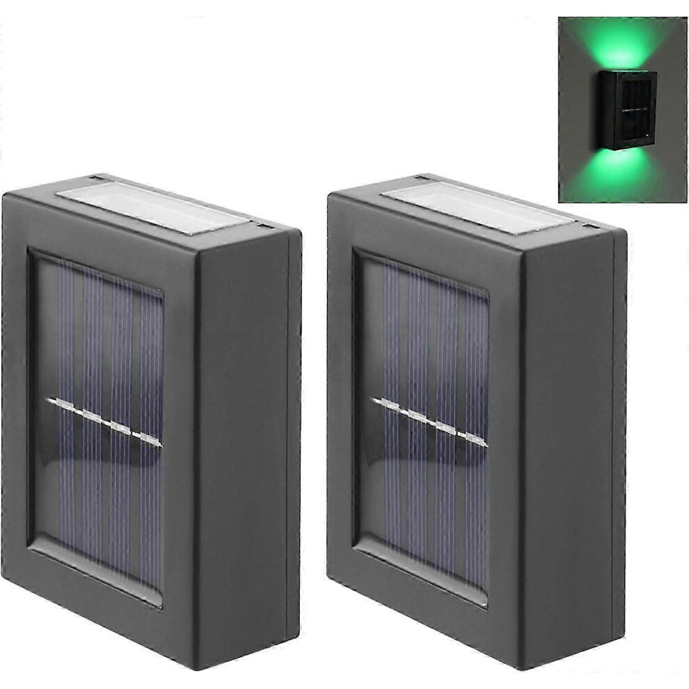 CALIDAKA 2 Pack LED Solar Wall Lights, Up and Down Outdoor Security Wall Lights, IP65 Waterproof Outdoor Solar Lights, LED Solar Wall Fence Lights