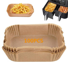 (Default) 100pcs Disposable Parchment Paper Liners for Reusable Air Fryers | Easy Clean-Up, Non-Stick, Eco-Friendly | Air Fryer Accessories Bakeware