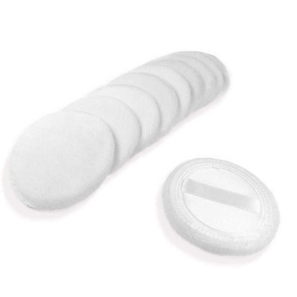 (Color1) 10 Pack Powder Puff Cotton Cosmetic Powder Makeup Puffs Pads Makeup with Ribbon Face Powder Puffs for Loose and FoundationB
