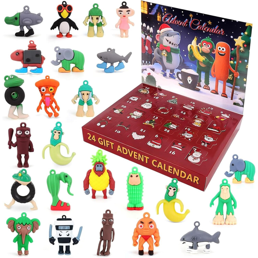 (B) Italian Brainrot Advent Calendar 2025, 24pcs for Kids Adult, Tung Tung Tung Sahur Figures Countdown Calendar, Gifts for Christmas