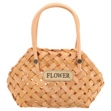 hand held woven flower basket with wicker handle decorative
