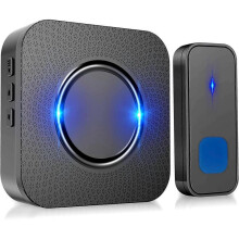 Wireless Doorbell, Cordless Door Bells Long Range Wall Plug-in Speaker, Battery Operated Button