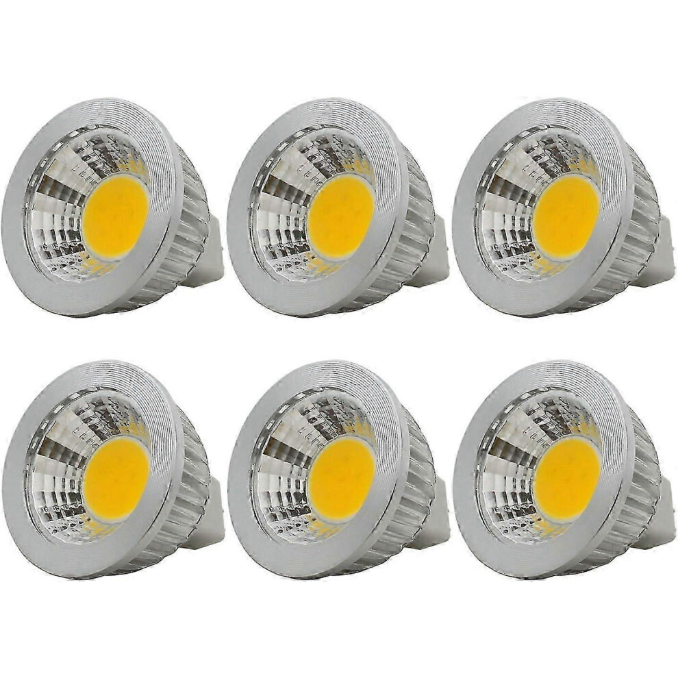 Pack Mr16/Gu5.3 Cob Led Bulbs, 3W/210Lm, Dc 12V, Warm 2700K, Equivalent To 20W Halogen Bulb, 50X52, 90 Beam Angle White