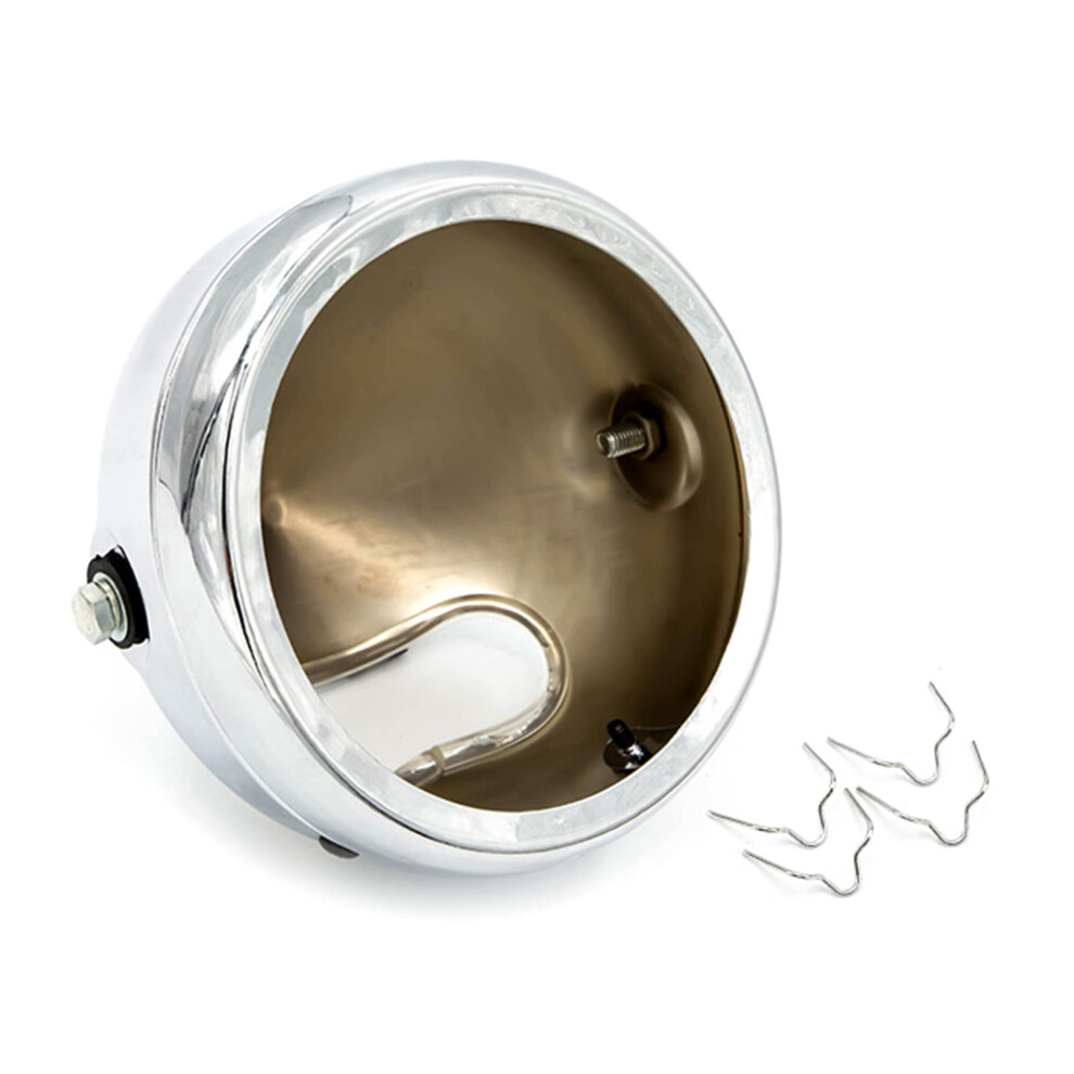 5 3/4 Inch Motorcycle Headlight With Chrome Housing Headlamp Bulb Bucket 5.75 Inch Plating 9016109942500