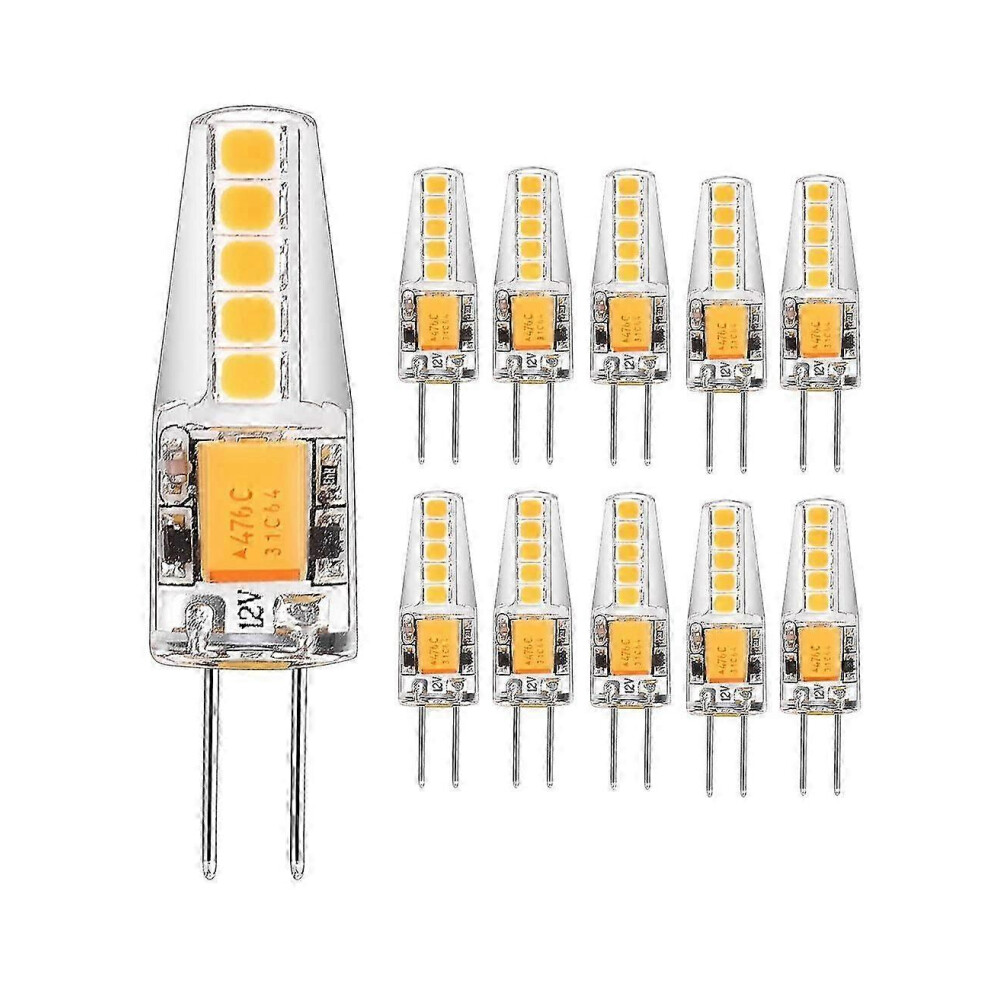 Pack of 10 G4 3W LED Bulbs, Replace 30W Halogen Bulbs, Warm White, 12V AC/DC, 300lm, No Flicker, Non-Dimmable.-image-OPC-PKKX9HS-NEW