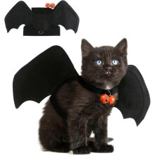 Cat Halloween Bat Wing Costume,Halloween Small Pets Black Bat Costume Decoration for Puppy Dog and Cat with Bells