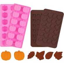 4 Pieces 3D Fall Candy Molds Halloween Pumpkin Candy Mold Thanksgiving Maple Leaf Shaped Fall Candy Chocolate Mold Cube