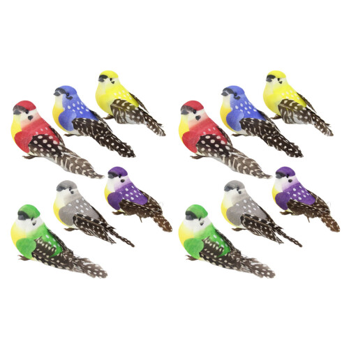 24 pcs artificial birds garden decorations branches props