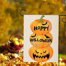 Halloween pumpkin garden banner double sided for house outdoor patio decoration, happy halloween