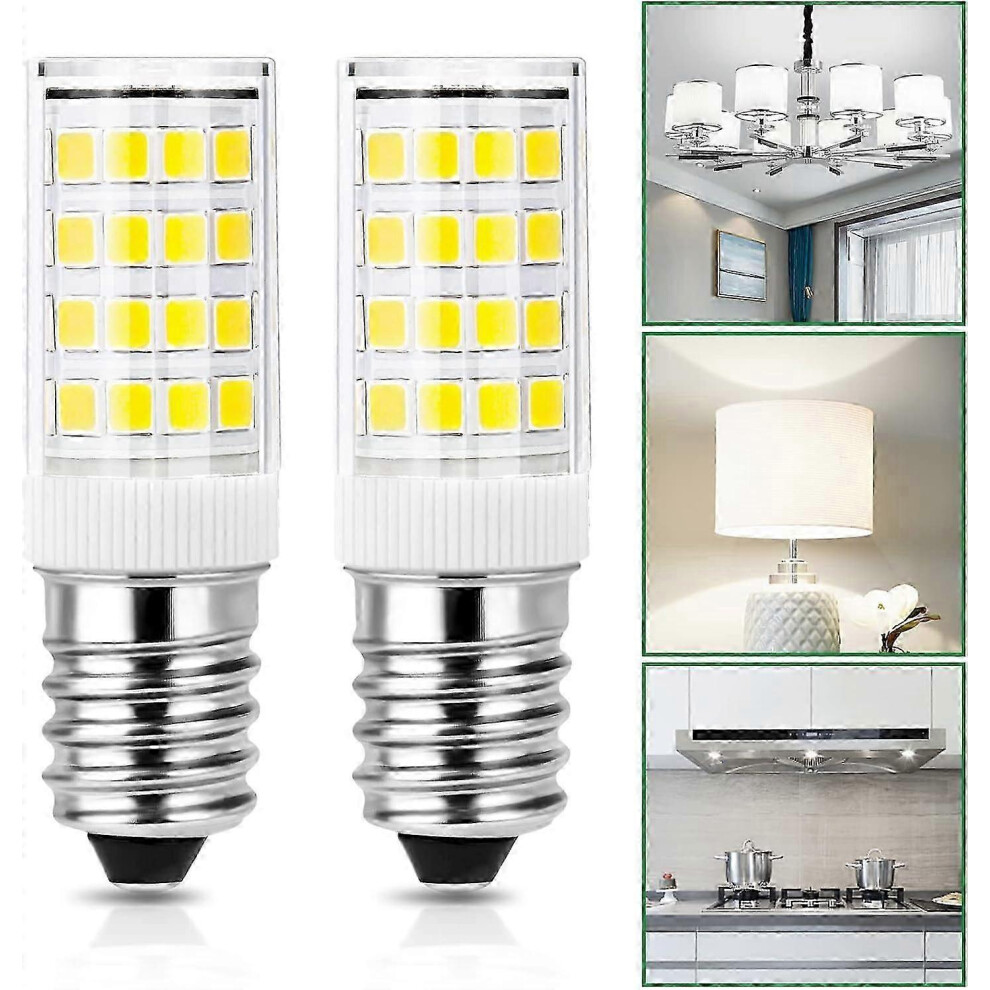 E14 4W Led Bulb, Cool 6000K, Ac 220-240V, 400Lm, Flicker-Free, Non-Dimmable, 2Pcs White