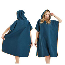 Changing Robe with Hood Super Soft Towel Poncho For Swimming Diving Beach Water Sports Fast Dry Navy