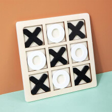 (Dark Gray, 1 Set) 1/5 Sets Wooden XO Board Game, Logical Thinking Training Tic-tac-toe Board Game, Chess Board Game For Home Party, Educational Supplies For