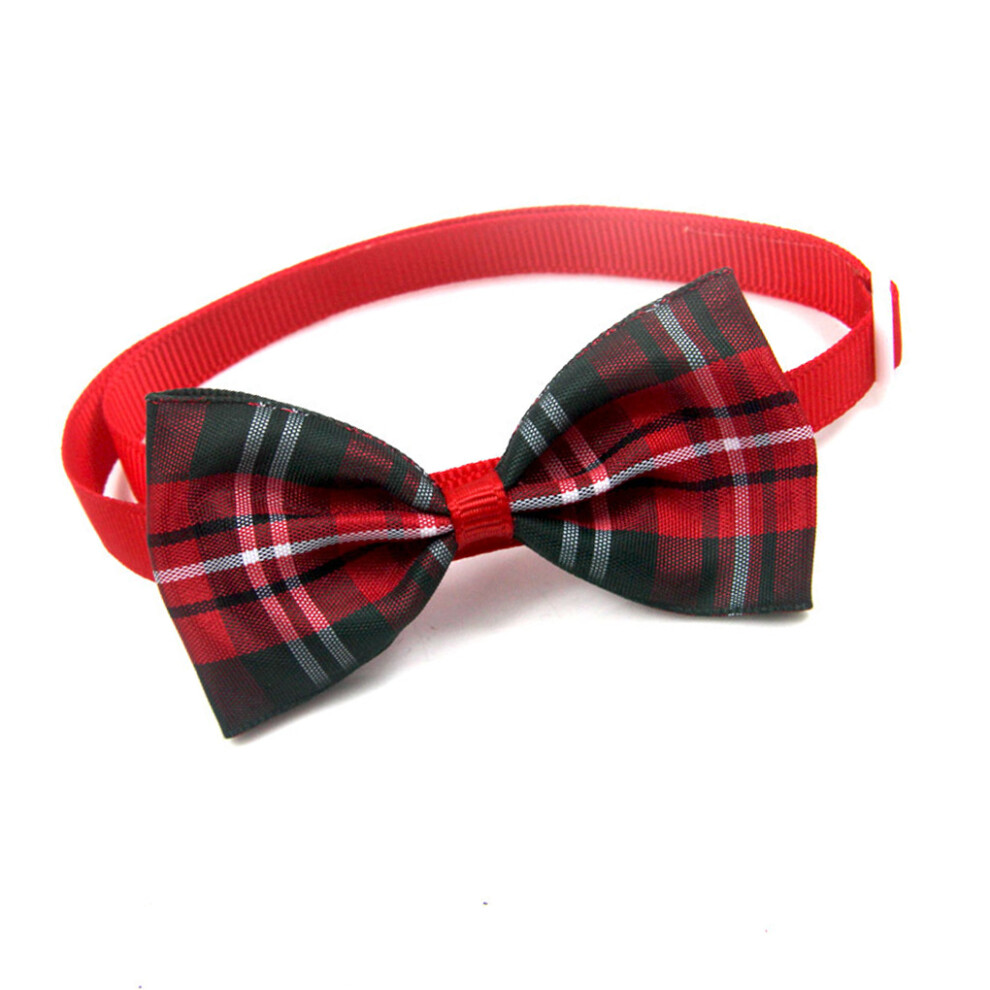 (red plaid) Dog Collars Bow Ties Adjustable Pet Grooming Decorations Push-pull-image-OPC-PKKXRZK-NEW