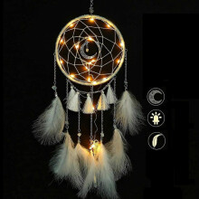 Dream Catchers Handmade with LED for Bedroom Wall Hanging Home Decor Ornaments Craft (White)