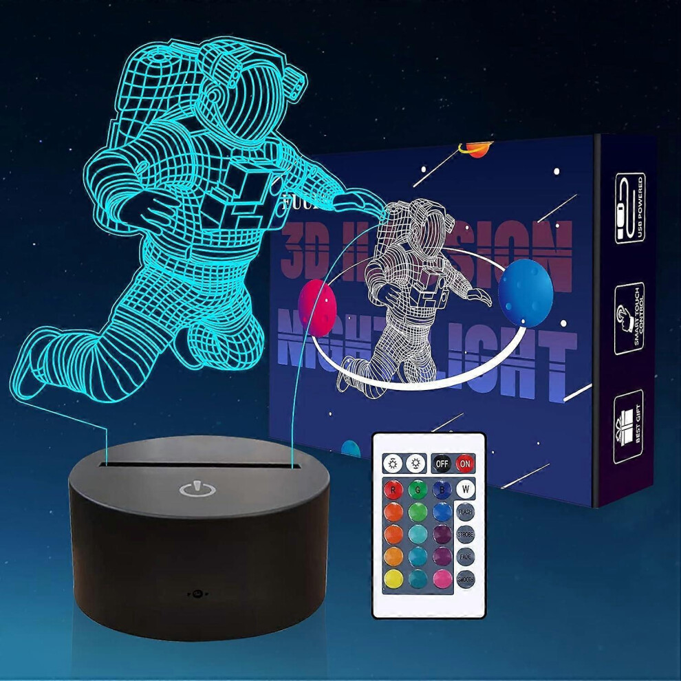 Kikidex (As Show, One Size) Spaceman Night Astronaut 3D Lamp For Boys, Kids Space Gifts Astronaut Gifts For Boys Outer Space Fan Light