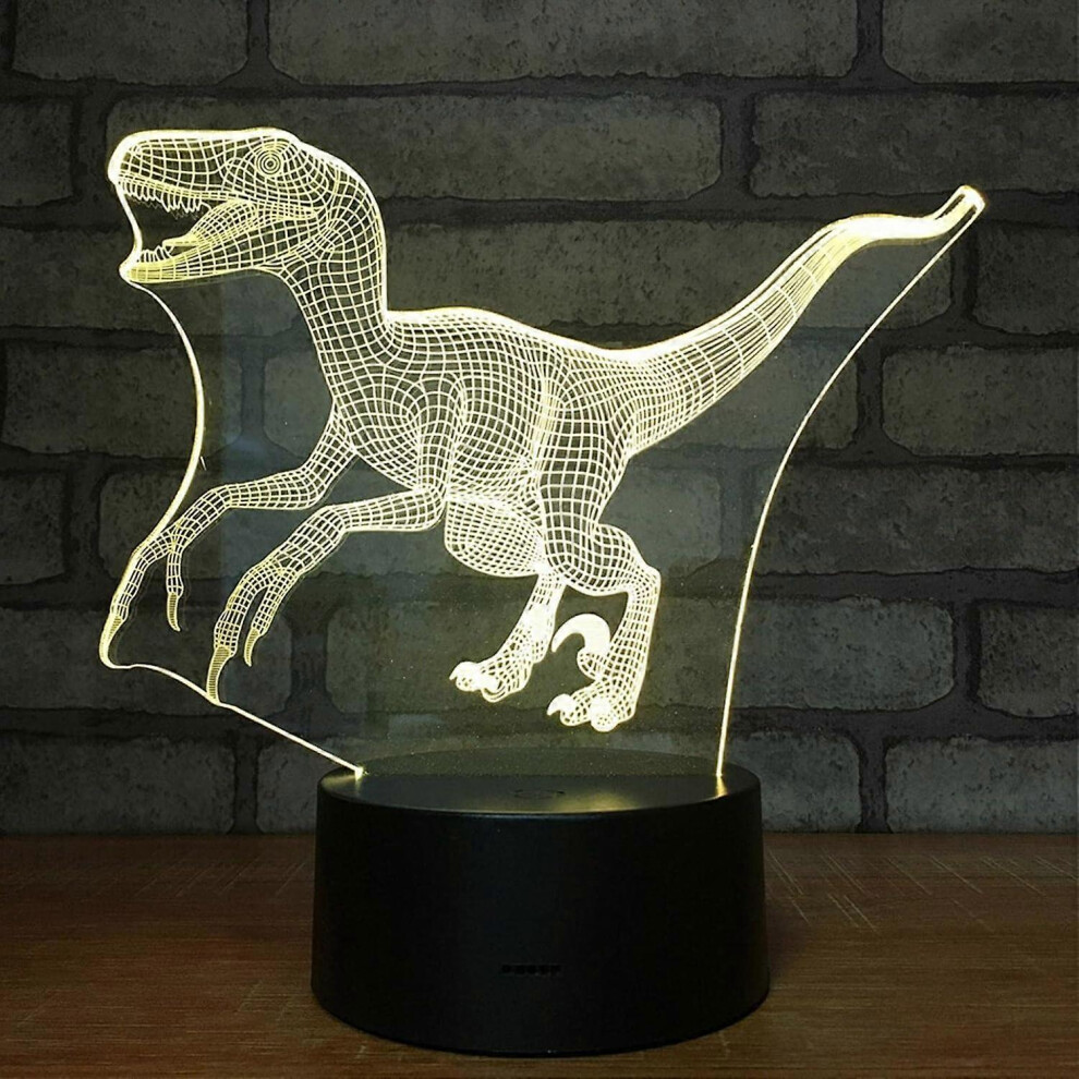 Kikidex (As Show, One Size) Dinosaur 3D Night For Kids, 3D Led Illusion Lamp Three Patterns 7 Colors Change Decor Lamp, 3D Illusion Lamp Toys Lamp Toys Light
