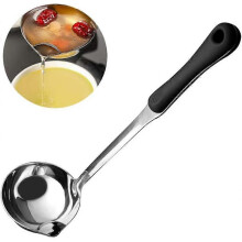 Soup Ladle 304 Stainless Steel Fat Separator Ladle, Heat Insulation Anti-scalding Plastic Handle