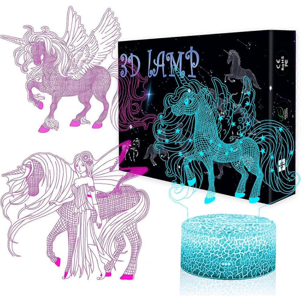 Kikidex (As Show, One Size) Unicorn Gifts Night For Girls Fasionmior 3D Led Lamp 16 Colors Change Light