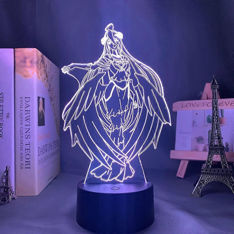 Kikidex (As Show, One Size) Overlord Albedo Led Night For Bedroom Decor Gift Night Anime Waifu 3D Lamp Albedo Overlord Light