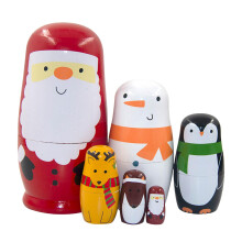 Christmas Matryoshka Dolls Set Handmade Snowman Nesting Dolls Festive Desktop Ornament One Size Red