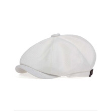 (Off White, one-size) 1 Piece Casual Linen Beret Hat, Solid Color Portable Newsboy Cap for Men & Women, Fashion All-match Outdoor Hat, Elegant All-match Fashion