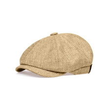 (Beige, one-size) 1 Piece Casual Linen Beret Hat, Solid Color Portable Newsboy Cap for Men & Women, Fashion All-match Outdoor Hat, Elegant All-match Fashion