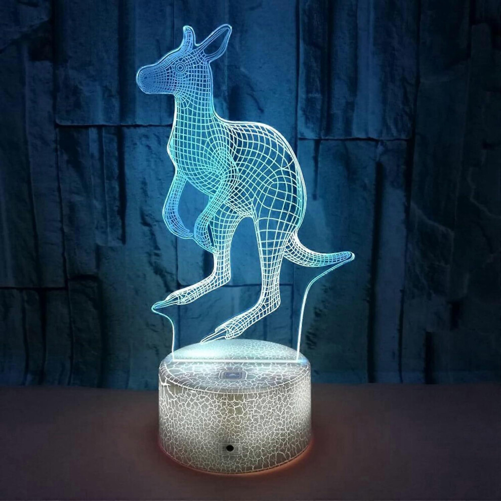Kikidex (As Show, One Size) Animal Kangaroo Toys 3D Illusion Night Smart Touch Lamp, Creative Rgb Led, Christmas Birthday Decorations Gifts Light